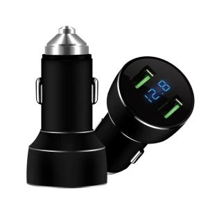 ڈوئل USB کار چارجر ایل ای ڈی ڈائی پلے فاسٹ چارجنگ